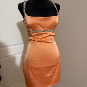 Oh Polly Shimmering Orange Backless Dress